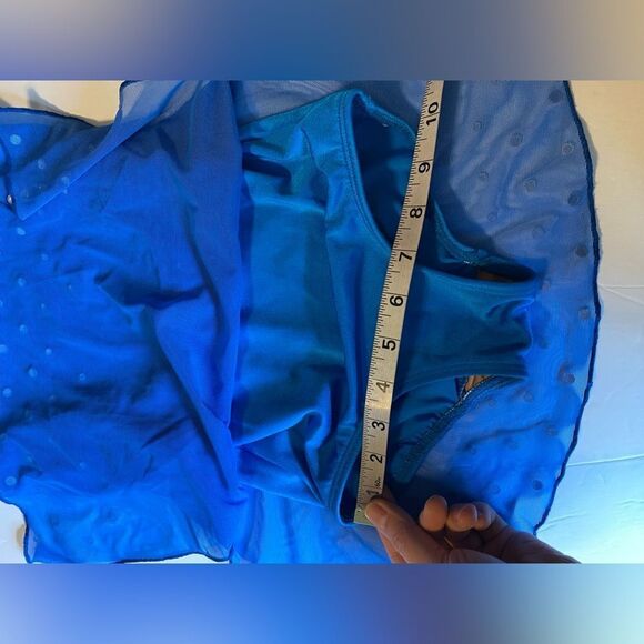 The Lineup Dance Solo custom lyrical blue Costume rhinestone SELAH MESH DRESS 10 - Picture 11 of 15